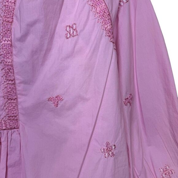 NWT V. De. Vinster Patchwork Embroidered Front Button Placket Blouse Pink Small - Picture 7 of 10
